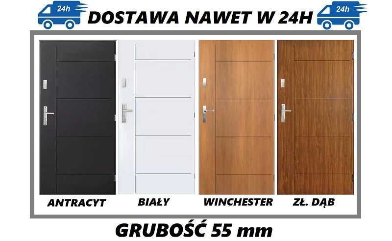 Drzwi zewnętrzne pełne POLSKIE 80, 90 model "SWING" SZYBKA DOSTAWA