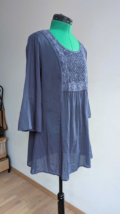 Malvin Bawełniana tunika boho z koronką