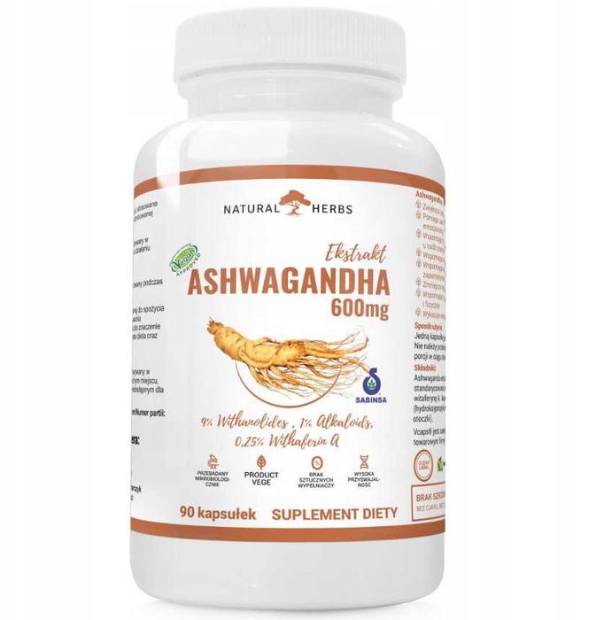 Ашваганда 600мг 90капсул  9% Natural Herbs Ashwagandha 600mg 9%
