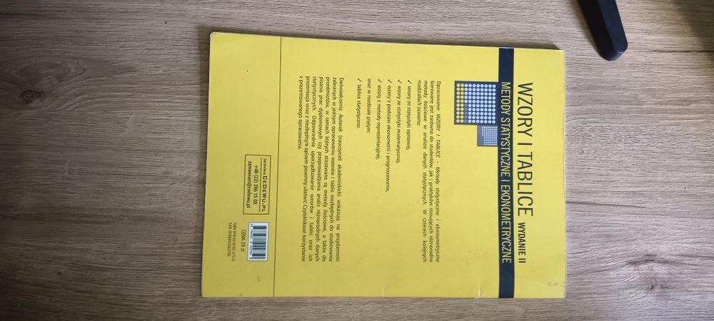 Książka opracowanie wzory i tablice metody statystyczne i ekonometryczne Cedewu wydanie II