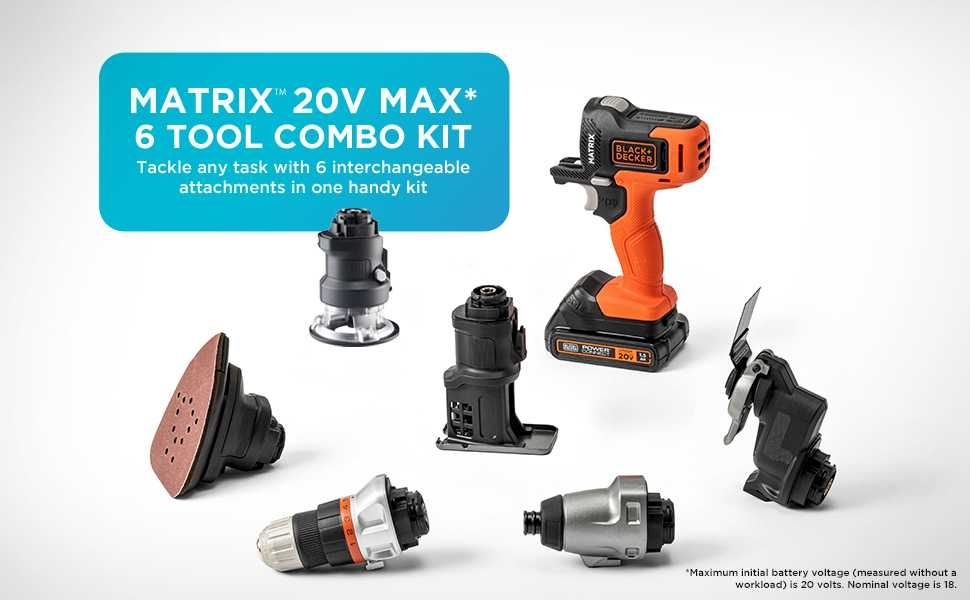 Шуруповерт BLACK+DECKER 20V MAX MATRIX комбінований набір