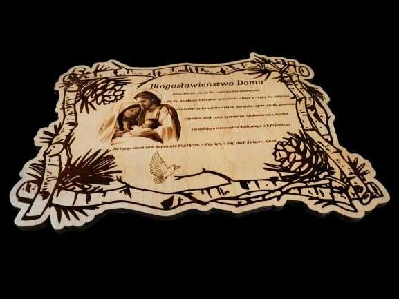 Obraz wypalany na drewnie 3d iluzja, Motyw Błogosławieństwo domu