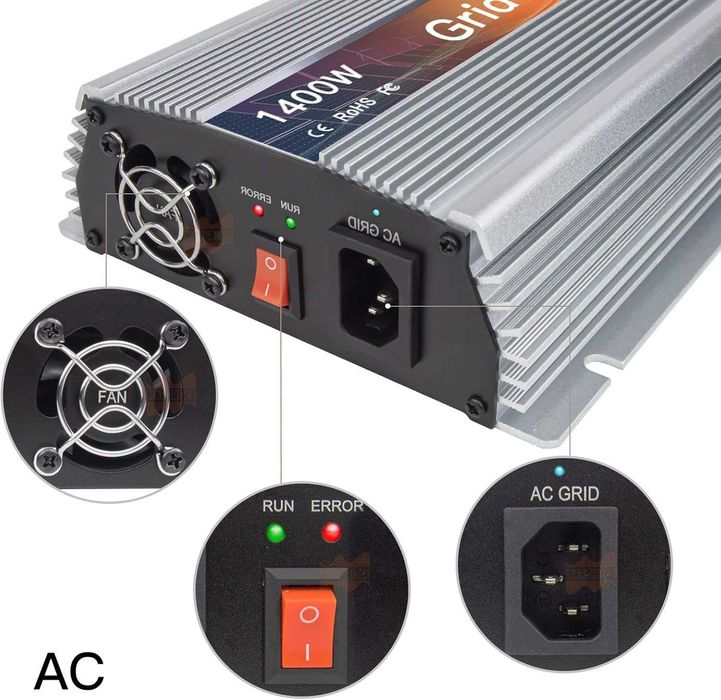 Marsrock 1400W MPPT Pure Sine Wave Grid-Tie Micro Inverter