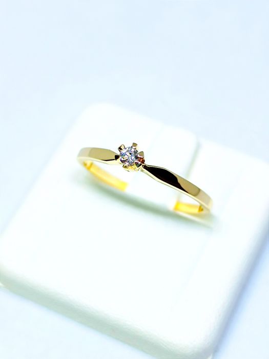 Pierścionek Złoty 585 14K Z Diamentem Zaręczynowy Brylant