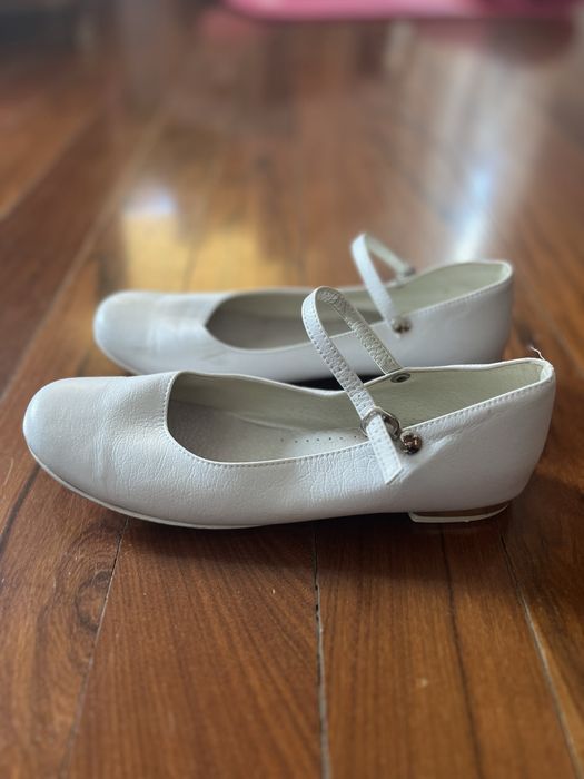 Buty baleriny białe komunijne, wizytowe dla dziewczynki 38