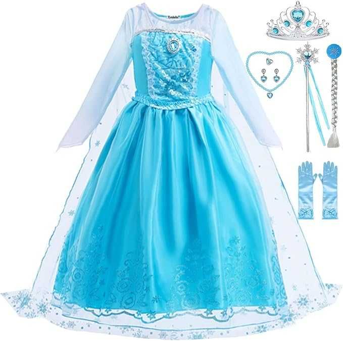 Zestaw Strój Kostium dla Dziewczynki ELSA ELZA FROZEN Roz. 140 cm Q499