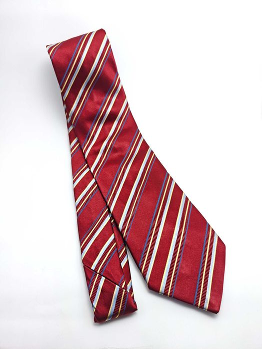 Vitali włoski czerwony jedwabny krawat w paski ady61