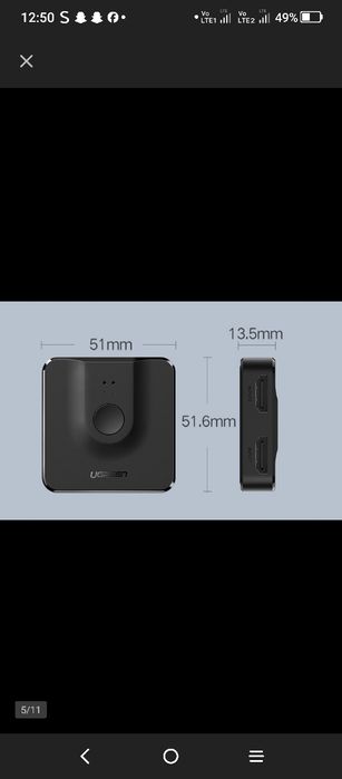Rozdzielacz Przełącznik Switch HDMI 2w1 UGREEN HDMI 2.0 4K 60Hz HDR HD