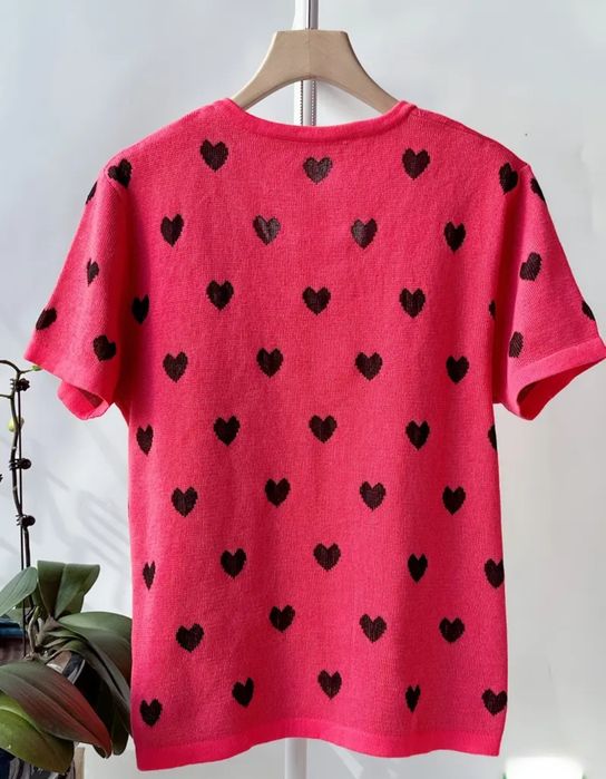 Sweterek XL serca pink różowy bluzka