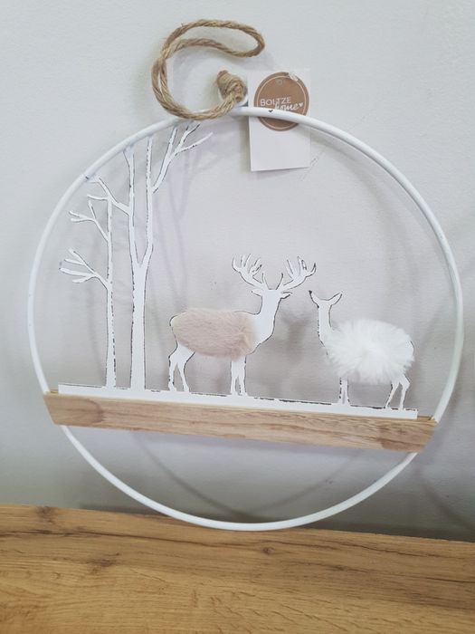 Zawieszka koło z leśnym motywem metalowe Boltze 30cm