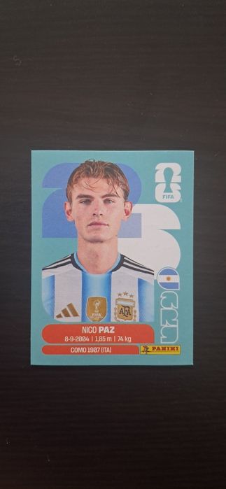Cromo futebol de Nico Paz(Mundial 2026)da Panini
