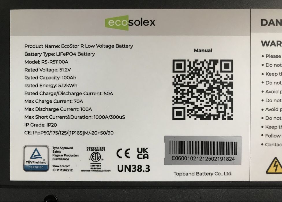 Аккумулятор TOPBAND RS-R51100A ,  5.12 кВт 100Ач (LiFeP04)