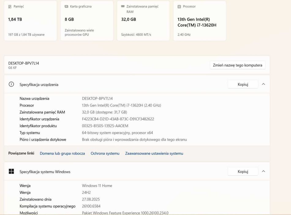 Gigabyte G6 i7 32gb ram