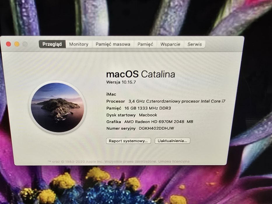 Komputer Apple iMac Intel i7 4x 3,4GHz 16GB RAM Dysk SSD Grafika Gwar