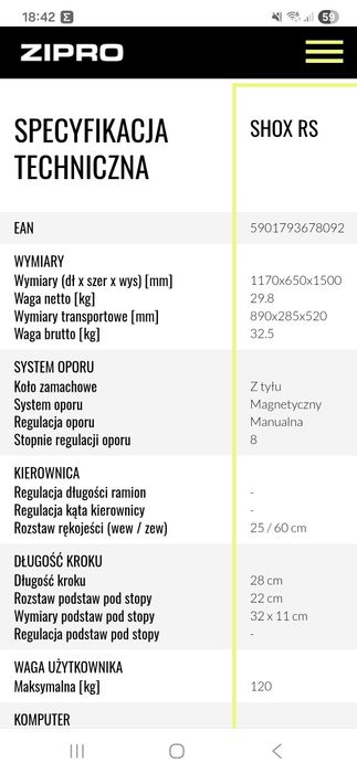 Orbitrek magnetyczny  Zipro Shox RS