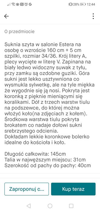 Suknia ślubna biała 34/36
