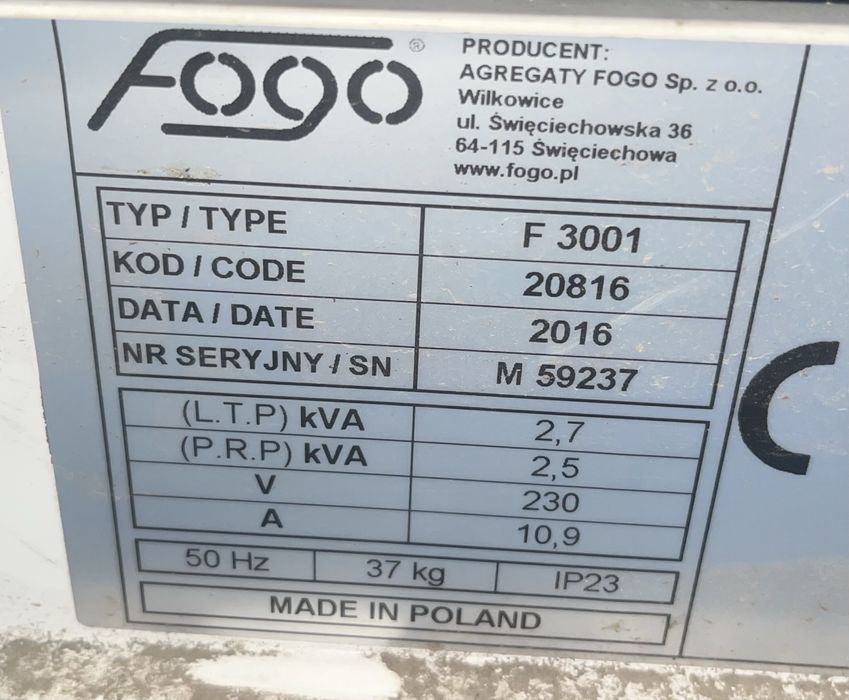 Бензиновий Генератор Fogo F3001