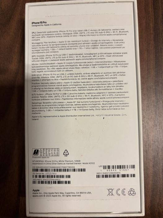 Iphone 15pro 128GB White Titanium