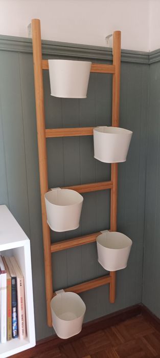 Floreira c/5 vasos, bambu/branco, 125 cm