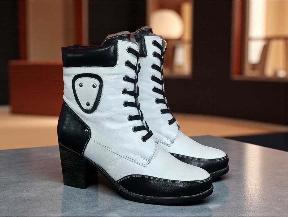 Зимние кожаные ботинки