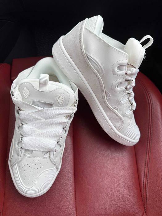 БЕЗ ПЕРЕДОПЛАТИ) Lanvin Curb Sneakers All White ланвін керб білі