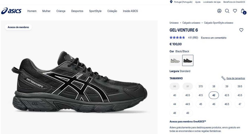 Ténics caminhada ASICS Gel Venture 6 com caixa original (42)