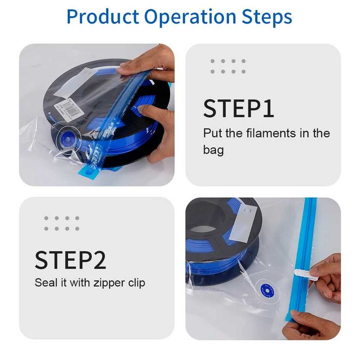 Багаторазові вакуумні пакети для зберігання філаменту(3D Друк) - набір