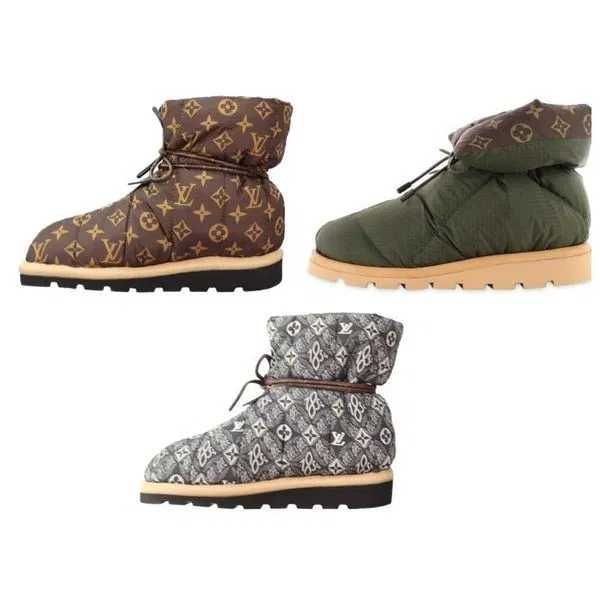 Жіночі зимові черевики Louis Vuitton LV Pillow Boots Brown Grey Khaki дутіки женские зимние ботинки луи витон дутики