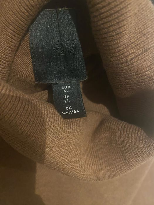 Brązowy sweter z golfem H&M męski golf XL bawełniany bawełna