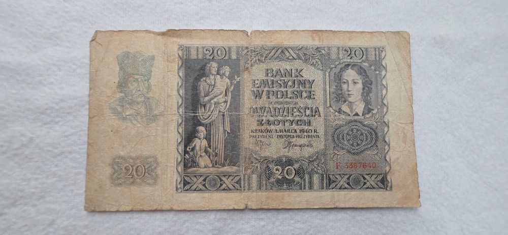 Banknoty Polska-zestaw 3 szt. (1940 & 1941) 1,10,20 złotych