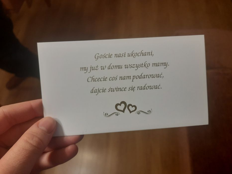 Wkładka do zaproszeń ślubnych złoty kolor