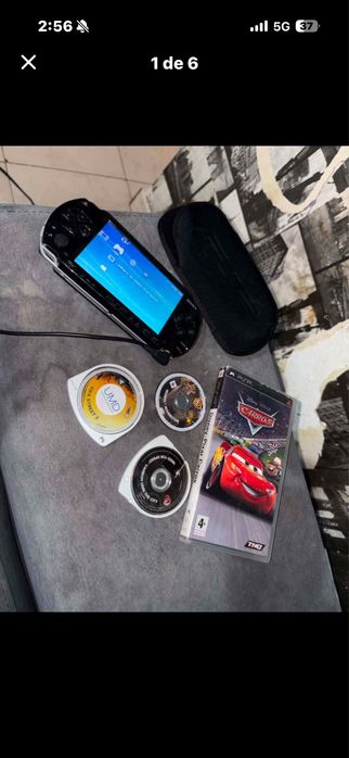PSP com bolsa e 4 jogos TROCO