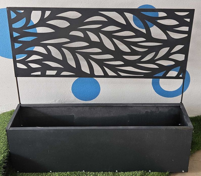 Floreira metal decoração jardim 100x25x30