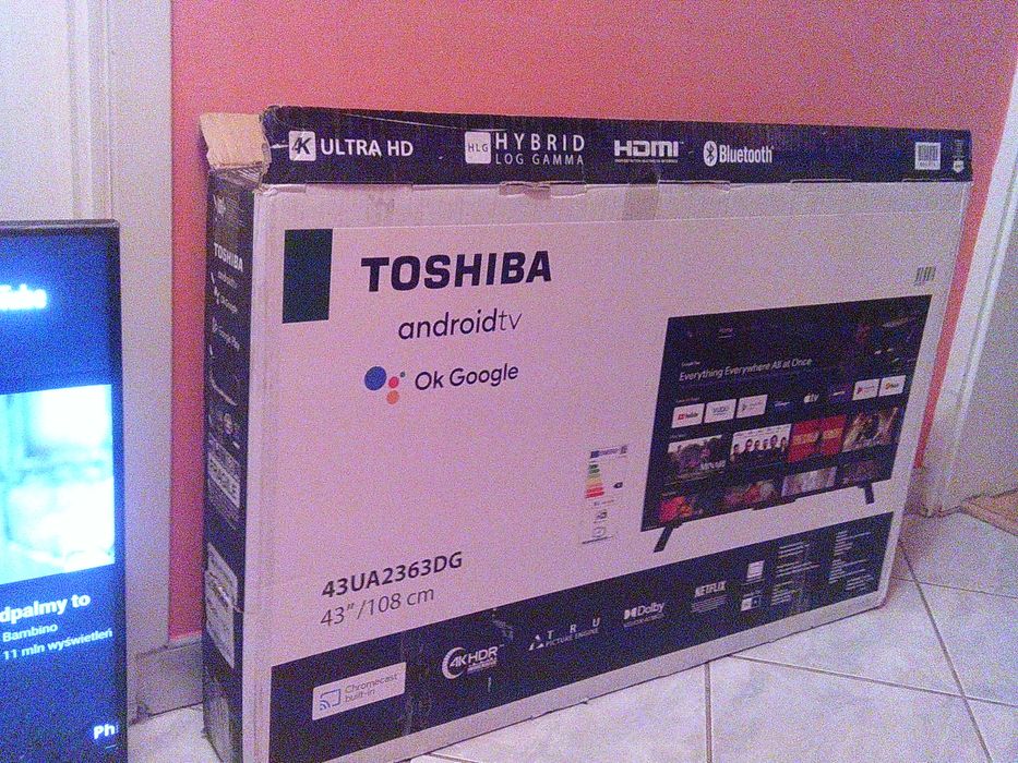 Toshiba 43 cale, uhd Smart Android, dvb-t2 h.265, nieużywany.