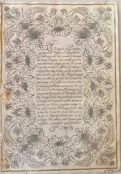 Nova Escola para aprender a ler escrever e contar – 1722 – Folhas de caligrafia e arabescos complexos