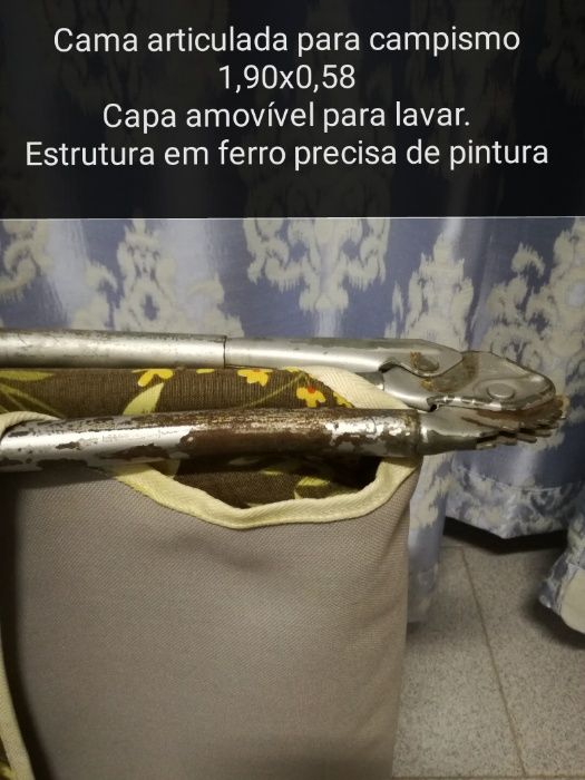 Cama articulada para campismo ou jardim