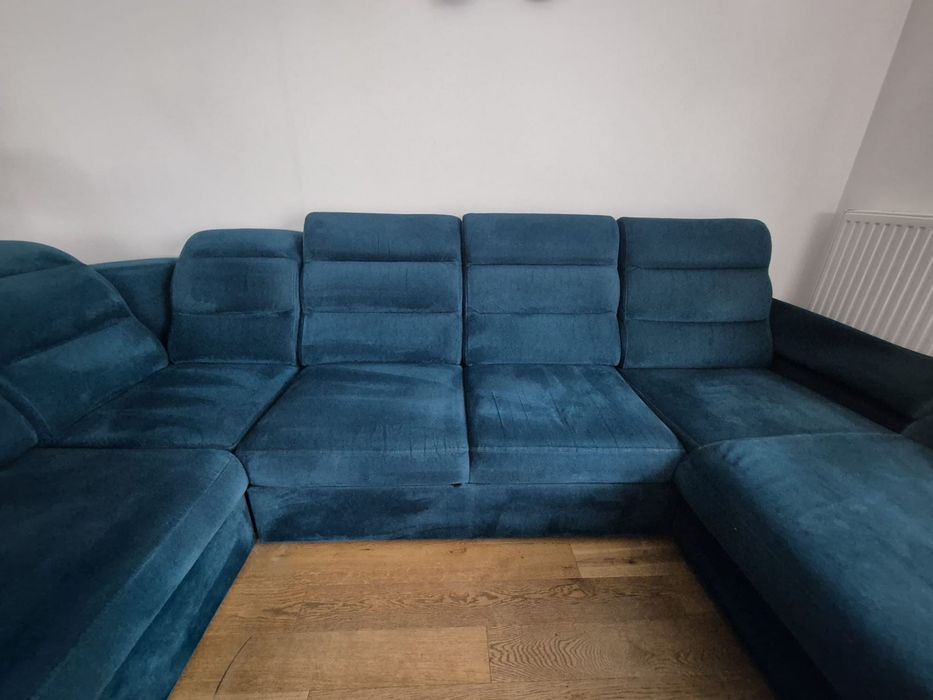 Piekna rozkładana sofa kanapa kolor morski (niebieska zielona)