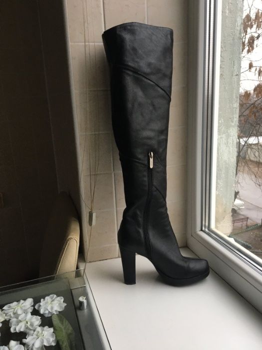 Сапоги кожаные черные