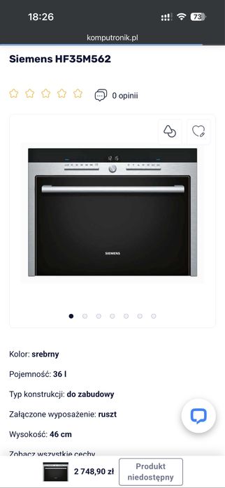 Kuchenka mikrofalowa do zabudow siemens 1000w