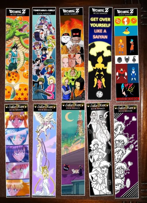 Marcadores de livros (vários animes e séries)