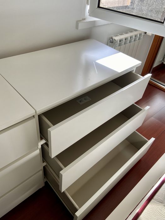 Cómoda MALM com 3 gavetas branca