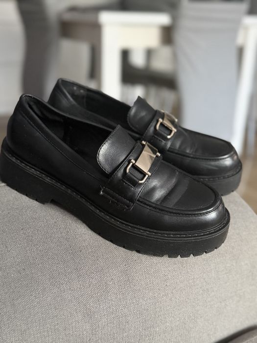 Loafersy lordsy mokasyny damskie czarne
