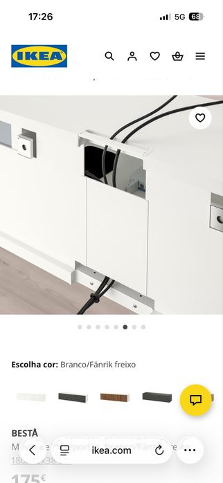 IKEA BESTÅ Móvel de TV branco com portas Fänrik freixo 180x42x38 cm