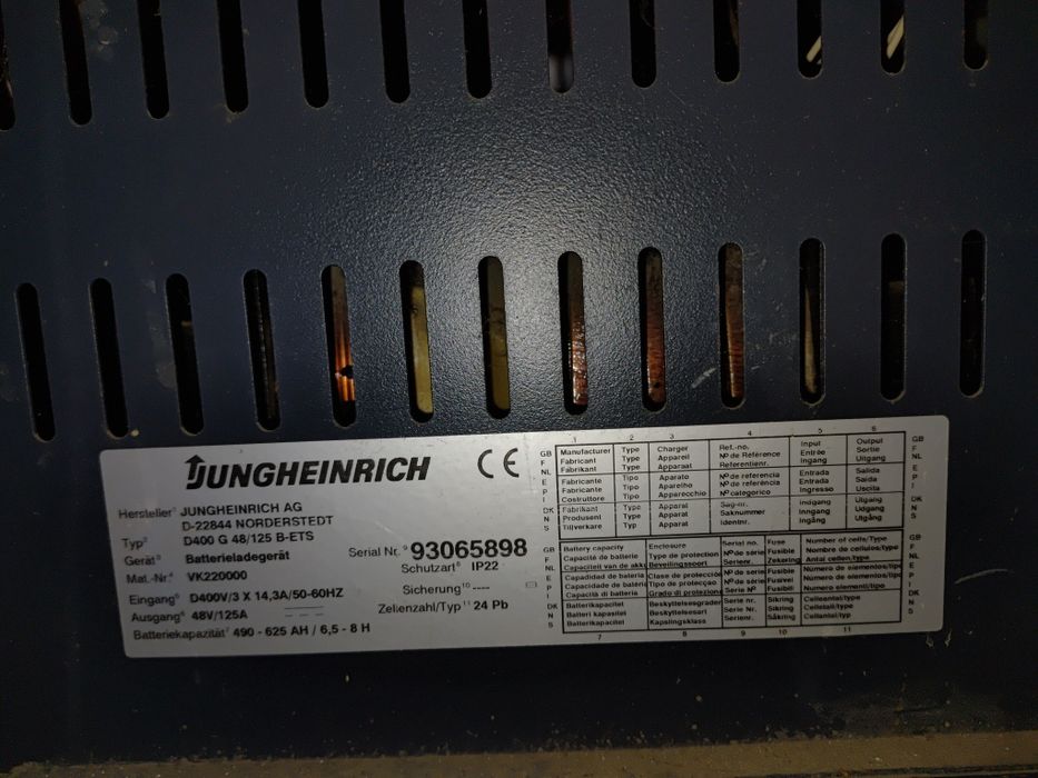 Ładowarka, prostownik do wózka widłowego Jungheirich 48V 125A