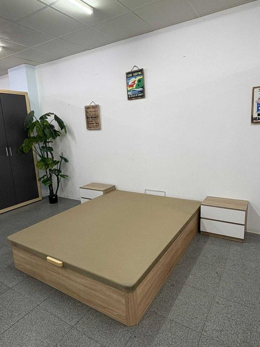 Cama com arrumação 135x190 e duas mesas de cabeceira/NOVO/ENTREGA GRÁTIS EM DOMICÍLIO