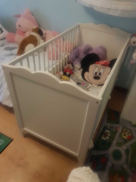 Berço para bebé, 2 níveis com colchão