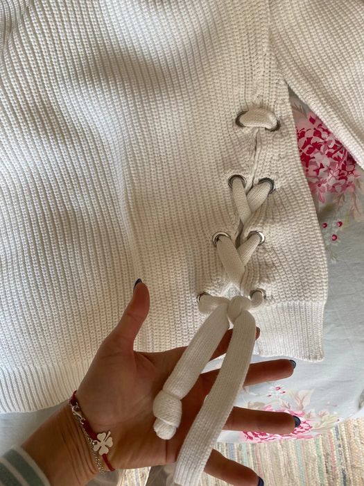 Max mara weekend bialy sweter dzianina wiazany pleciony swetr s 36