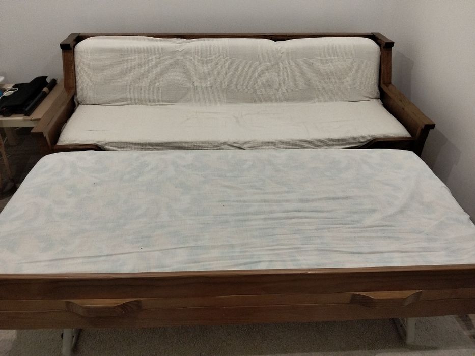 Sofá-cama (dupla) de madeira maciça