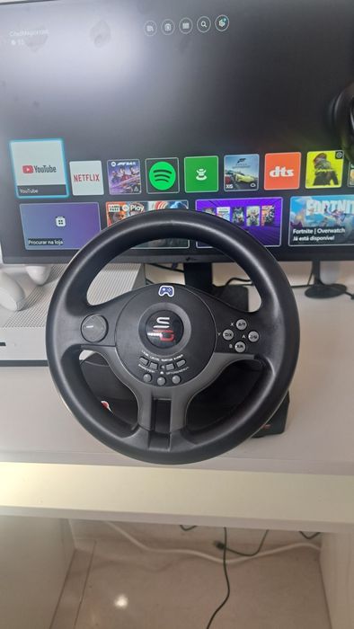 setup gaming completo – xbox one + monitor + volante + acessórios