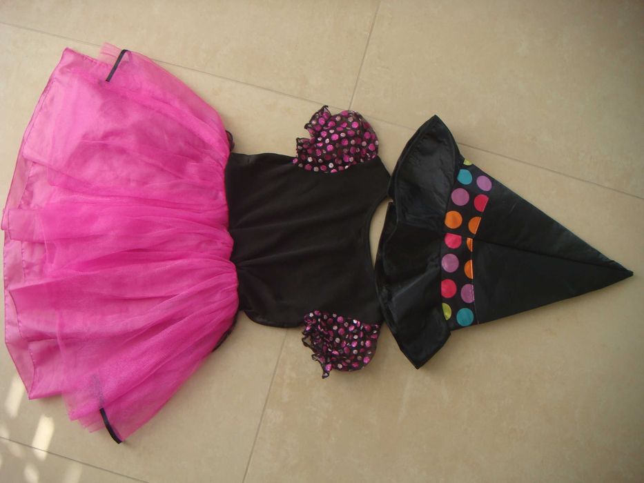 strój przebranie helloween wróżka czarodziejka z kapeluszem 98/104